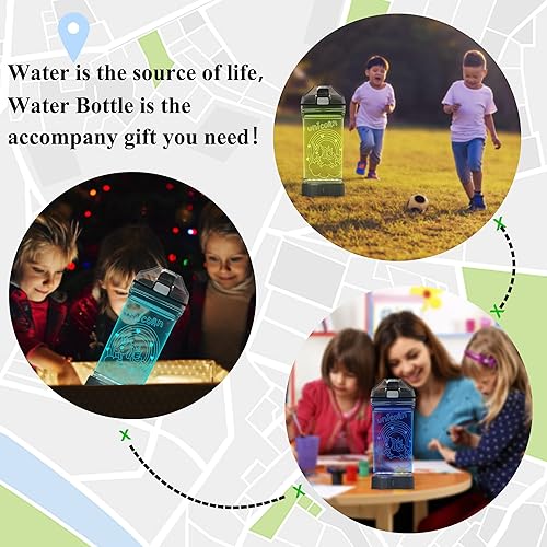 Miniatura 6 de Attivolife Botellas de agua de unicornio para niñas, lámpara de noche brillante 3D, 14 0Z Tritan libre de BPA, 7 luces LED que cambian de color,