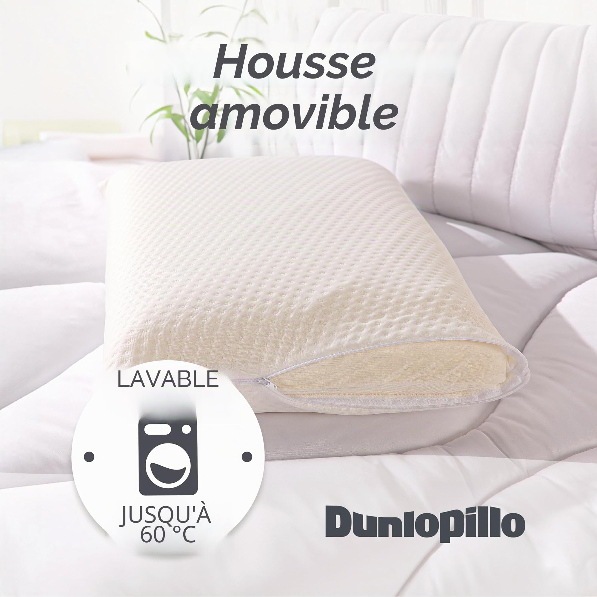 Dunlopillo Coussin de nuque – Coussin orthopédique de qualité supérieure avec rembourrage en mousse à mémoire de forme | Oreiller ergonomique parfait pour les douleurs au cou | Coussin de soutien