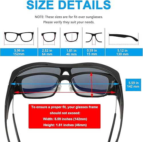 Miniatura 2 de Gafas de sol ajustadas sobre el cristal, deforman alrededor de los lentes de sol polarizados de gran tamaño, protección UV
