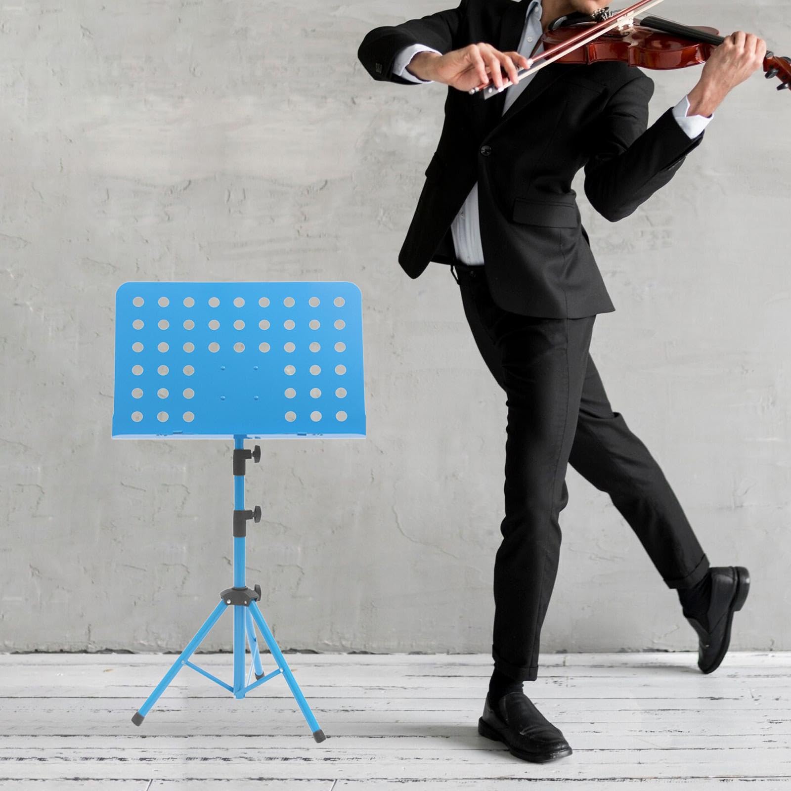 per spartiti, robusto, stabile, regolabile in altezza, pieghevole, per musicisti da viaggio, esibizioni strumentali, palco, principianti, Blu