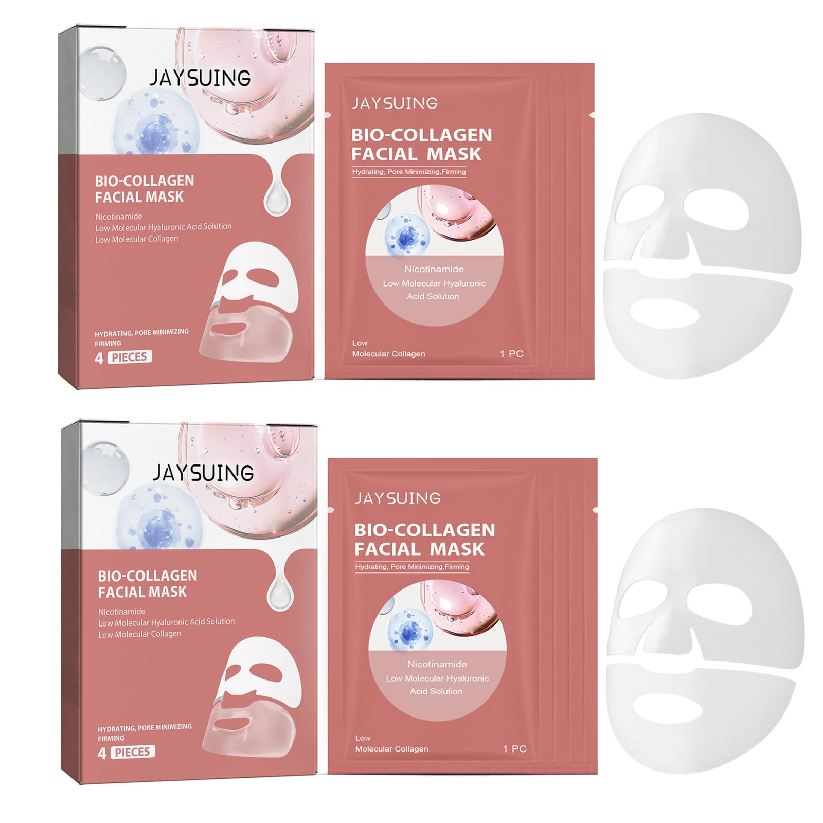 Collagen Face Mask, Overnight Collagen Mask for Hydration, Firming, and Repair, Bio Collagen Deep Hydrating Face Mask, Quasi Bio Collagen Mask for All Skin Types, 8PCS