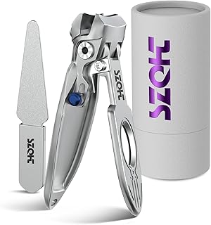 SZQHT Nail Clippers for Thick Nails,Large Toenail Clippers for Men and Women, Heavy Duty Fingernail Clipper, Anti-Splash Design, Thick Toe Nail Clipper for Seniors, Nail File Included