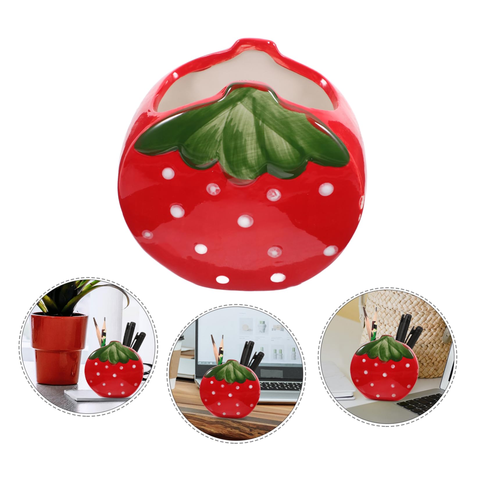 Angoily Portapenne A Forma Di Fragola 3 Pezzi Piccolo Portapenne Per Scrivania Portapenne Multifunzionale Portapenne Da Scrivania Organizer Per Penne Da Scrivania Contenitore Per