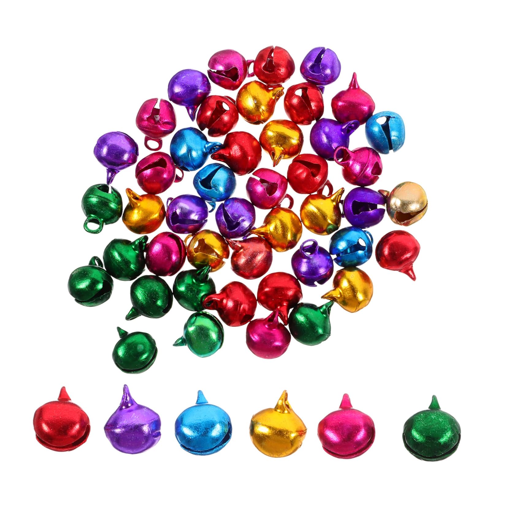 Housoutil 100Pcs Colorful Jingle Bells for DIY Crafting for Xmas Tree Pendants Party Decorations and Holiday Ornaments Small Bells for Weddings and Festivals