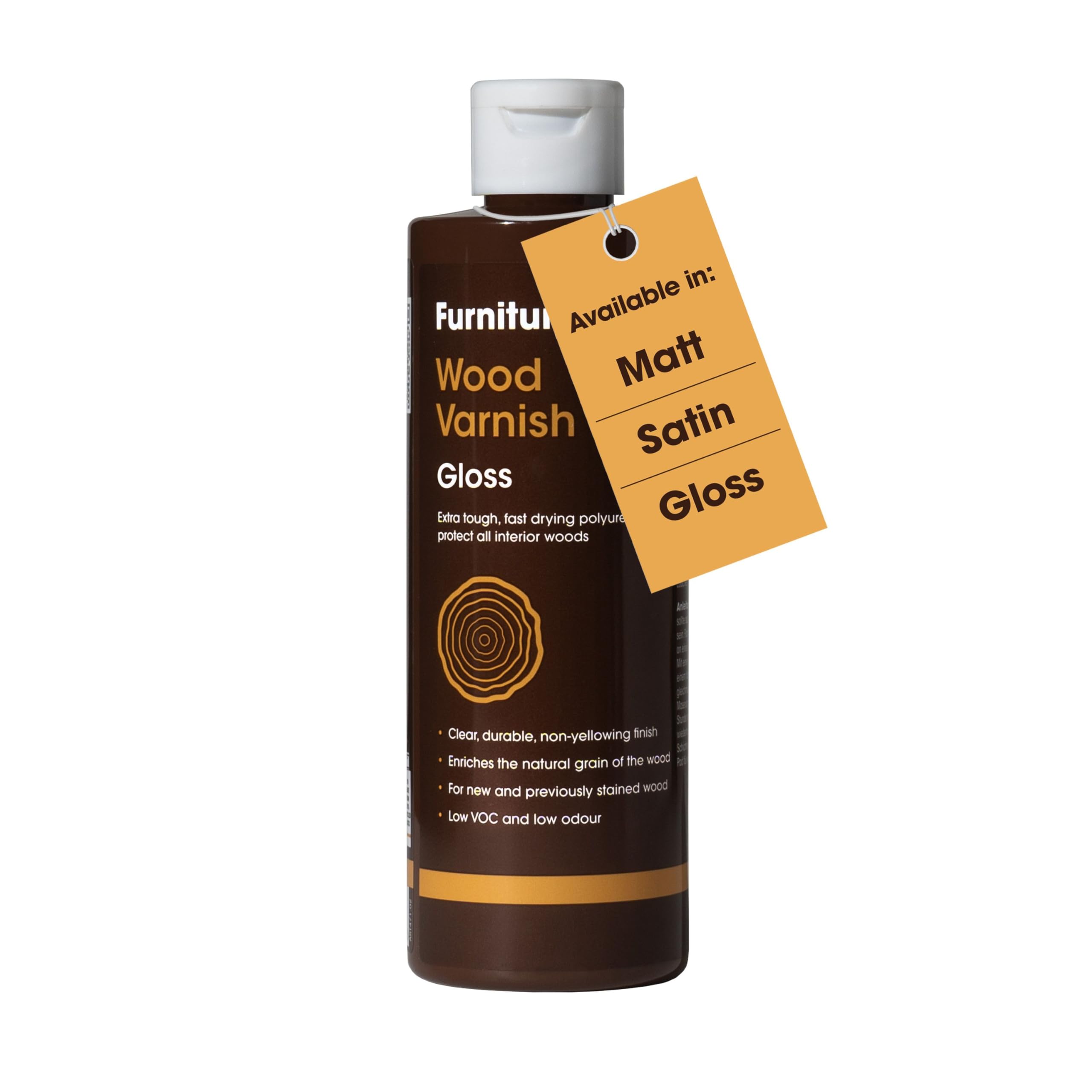 Extra Tough Wood Varnish - 250ml - Fast Drying, Clear Varnish - Low Odour, Water-Based - Protects Interior Wood from Scratches and Stains - Gloss
