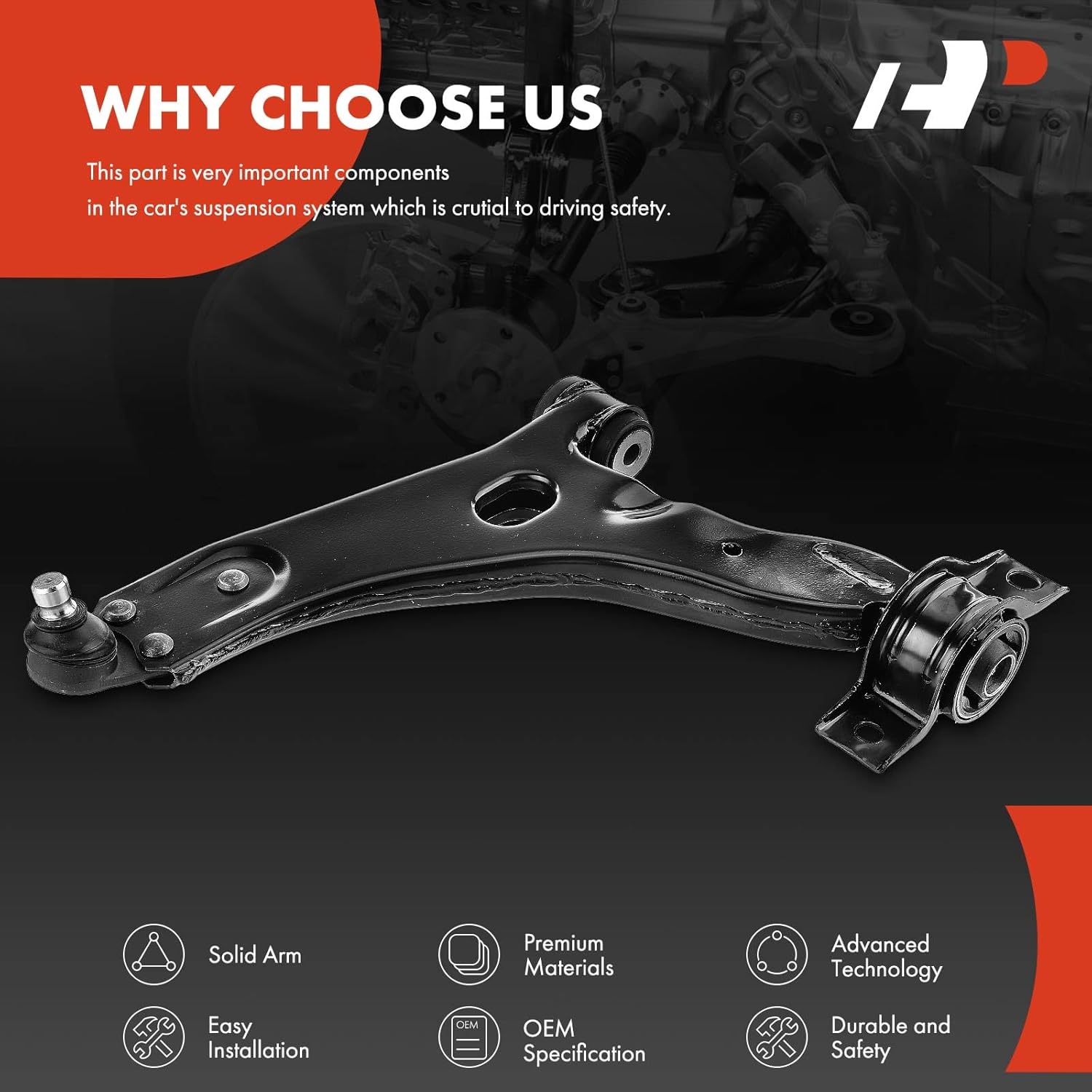 A-Premium Front Left Lower Control Arm, with Ball Joint & Bushing, Compatible with Ford Focus 2004-2011