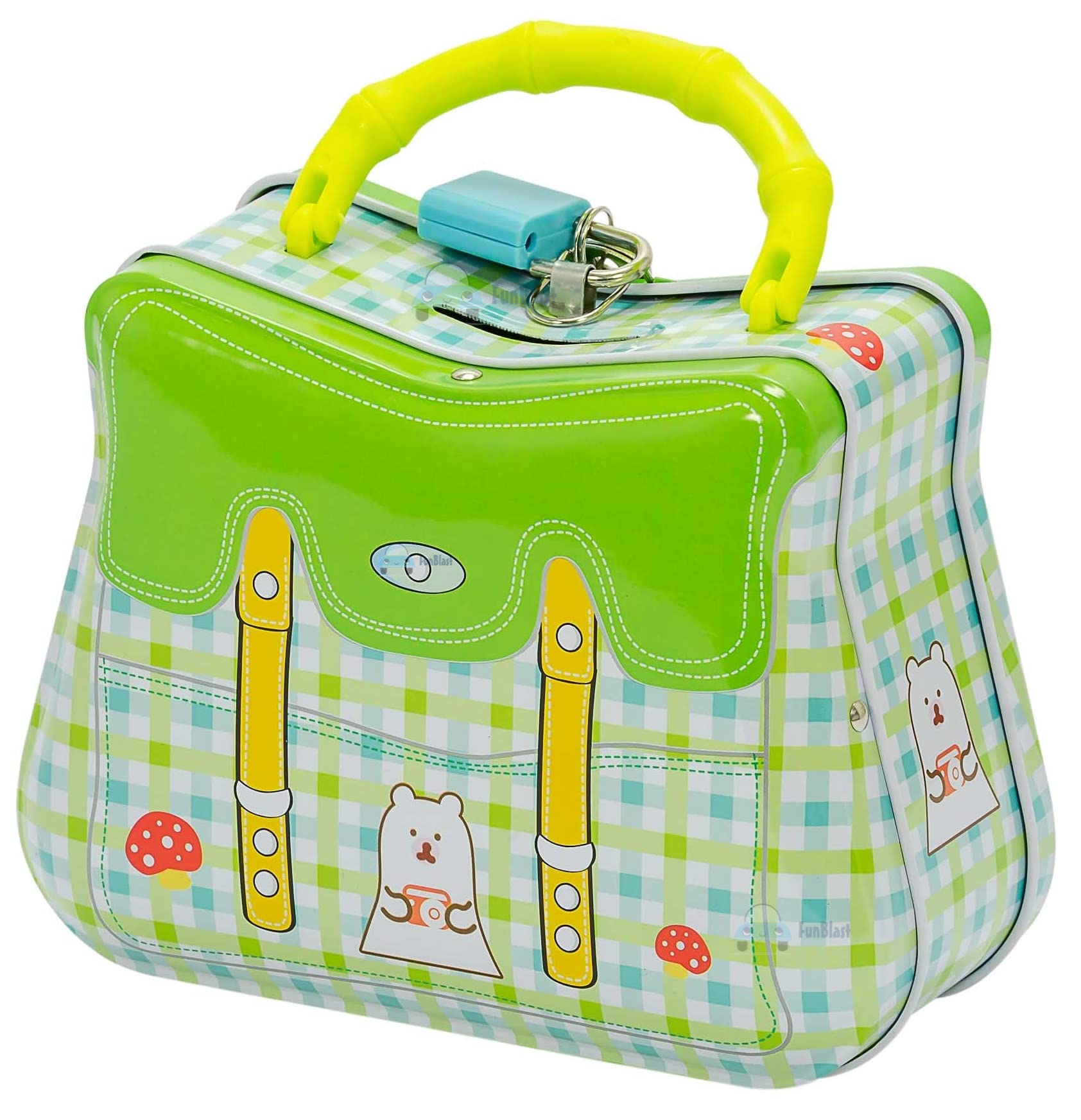 FunBlast Money Saving Tin Coin Bank with Lock and Key – Purse Money Bank Cartoon Coin Box for Kids, Boys, Girls, Piggy Bank for Kids, Money Box for Kids, Birthday Return Gift (Green) (B09RZTYPLX) Amazon Price History, Amazon Price Tracker