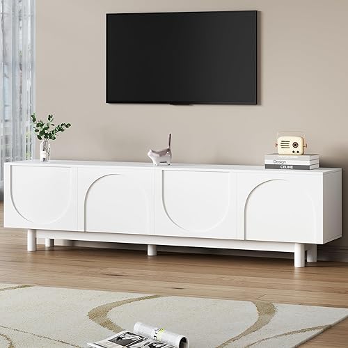 ON-TREND Graceful TV Stand with Arch Cabinets for TVs Up