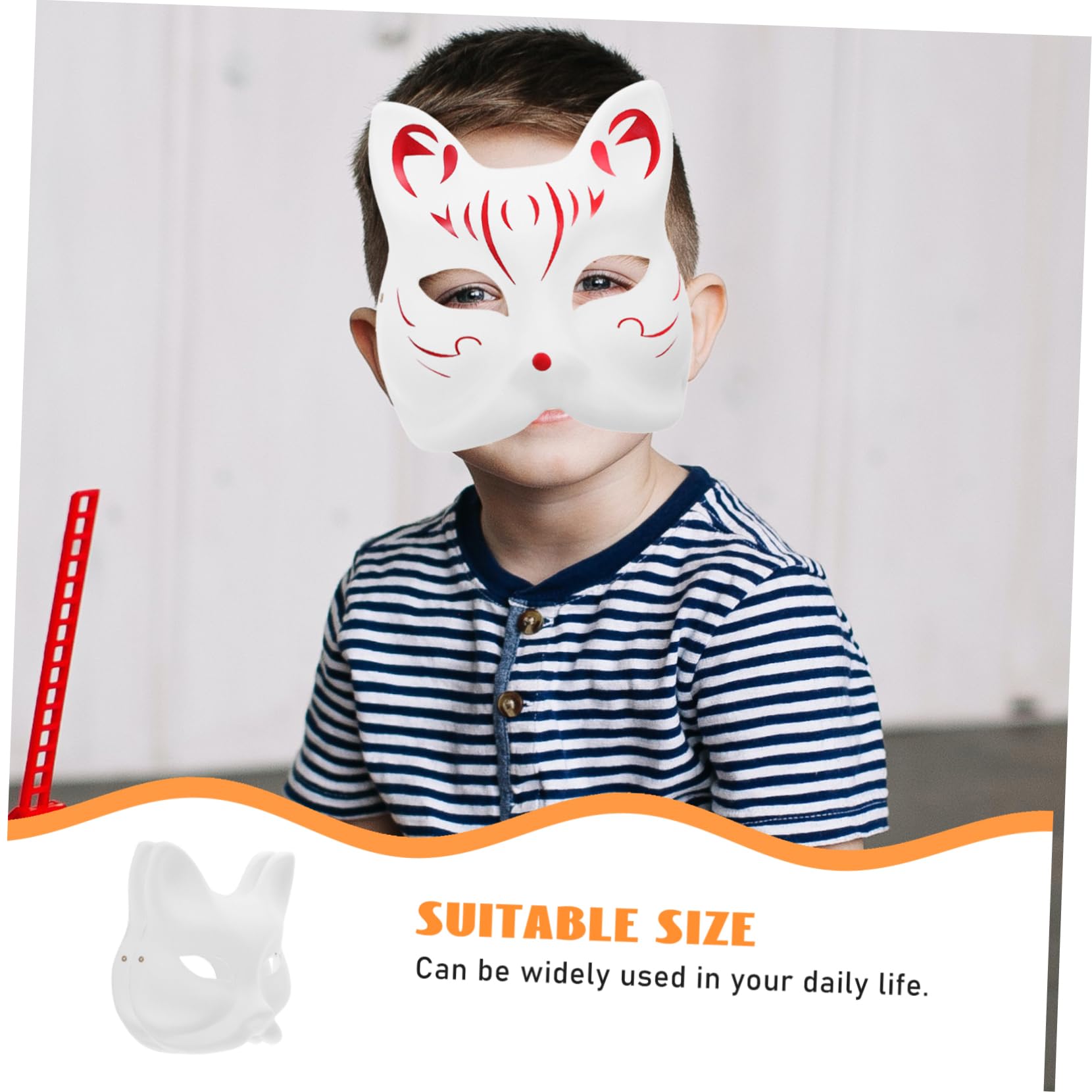 2pcs Unpainted Fox Mask for DIY Crafting Blank Masquerade Masks for Halloween Carnivals Parties Performance