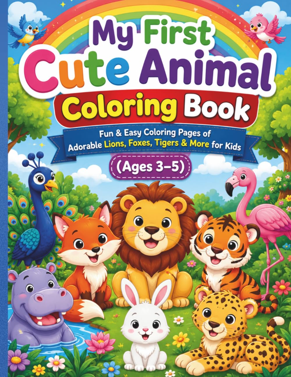 My First Cute Animal Coloring Book: Fun & Easy Coloring Pages of Adorable Lions, Foxes, Tigers & More for Kids (Ages 3–5)