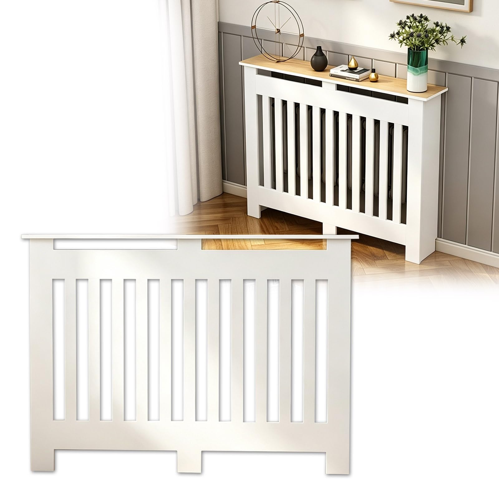 Cubre Radiadores Lamas Verticales Blanco Cubreradiador de MDF con Repisa