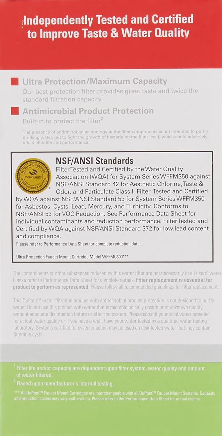 DuPont WFFMC300X Ultra Protection Faucet Mount Water Cartridge 1 Count (Pack of 1) 200-Gallon Ultra Protection