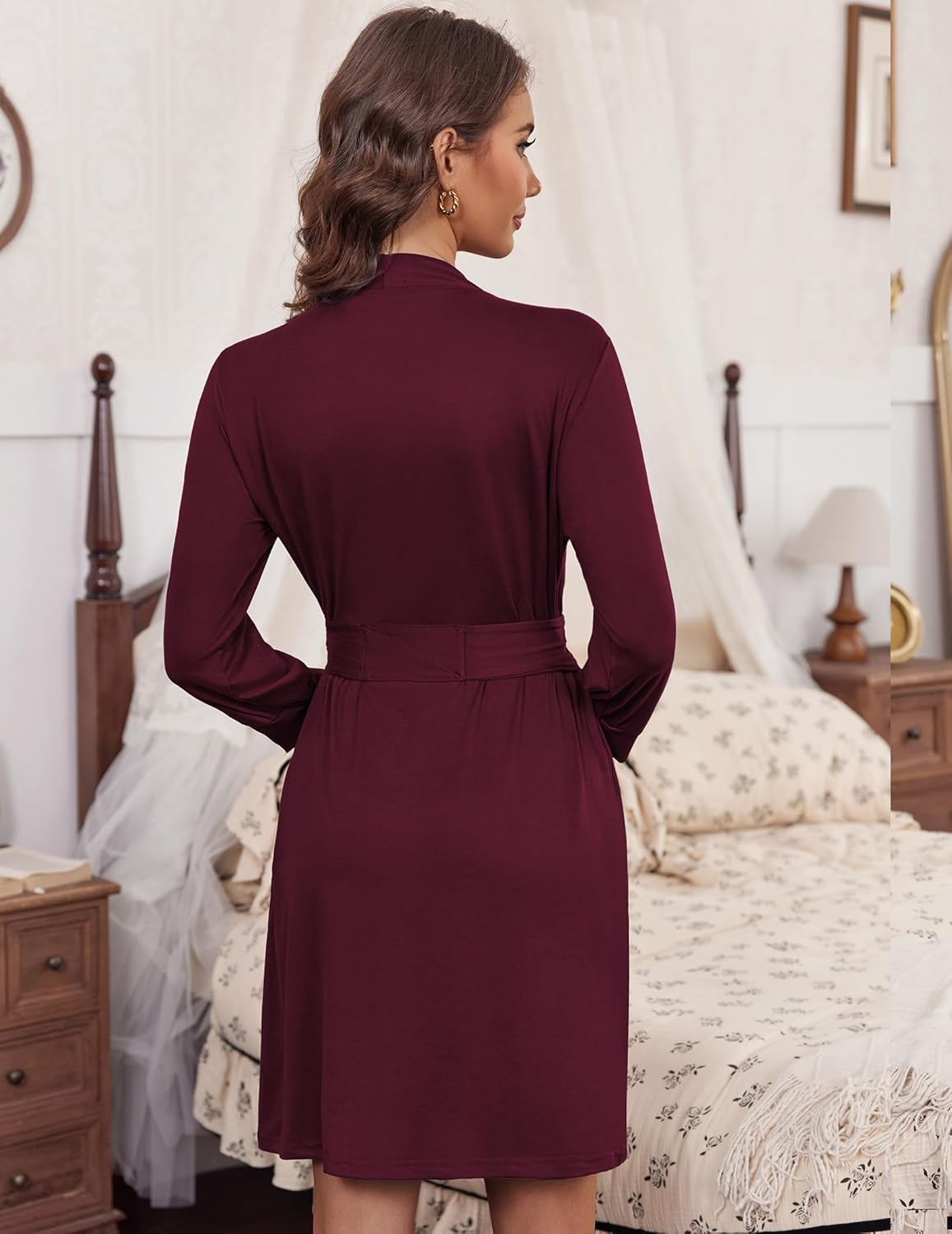 HOTOUCH Womens Robe Lightweight Short Knit Bathrobe Soft Ladies Sleepwear with Pockets - Image 5