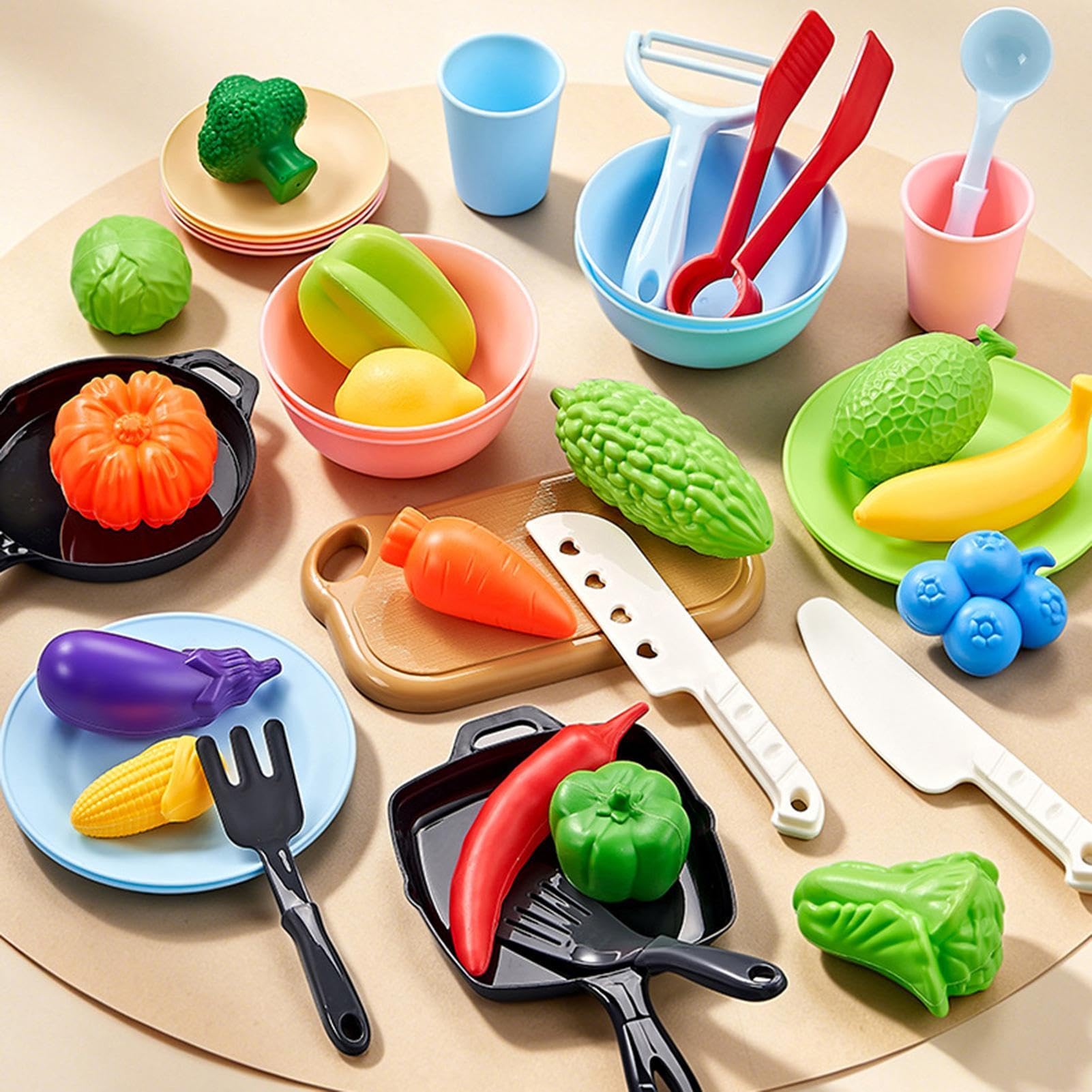 Lavello Giocattolo per Bambini 52 Pezzi di Finzione con Frutta | Lavello Giocattolo da Cucina con Tavolo ad Acqua Per Festa Dei Bambini Compleanno Festival Vacanze Capoda