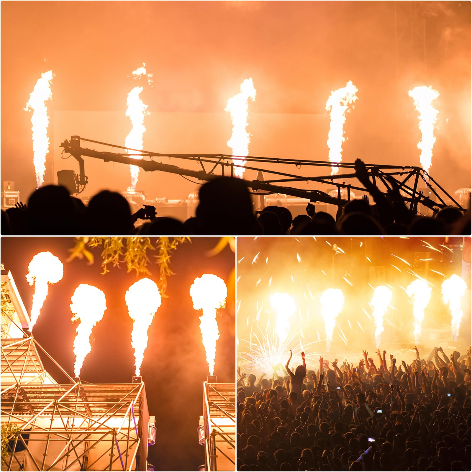 Lanciafiamme, 300 W, proiettore a fiamma Triple Head con accensione a impulsi, controller DMX512, DJ Jet Flame Machine per Natale, Halloween, feste ed eventi sportivi