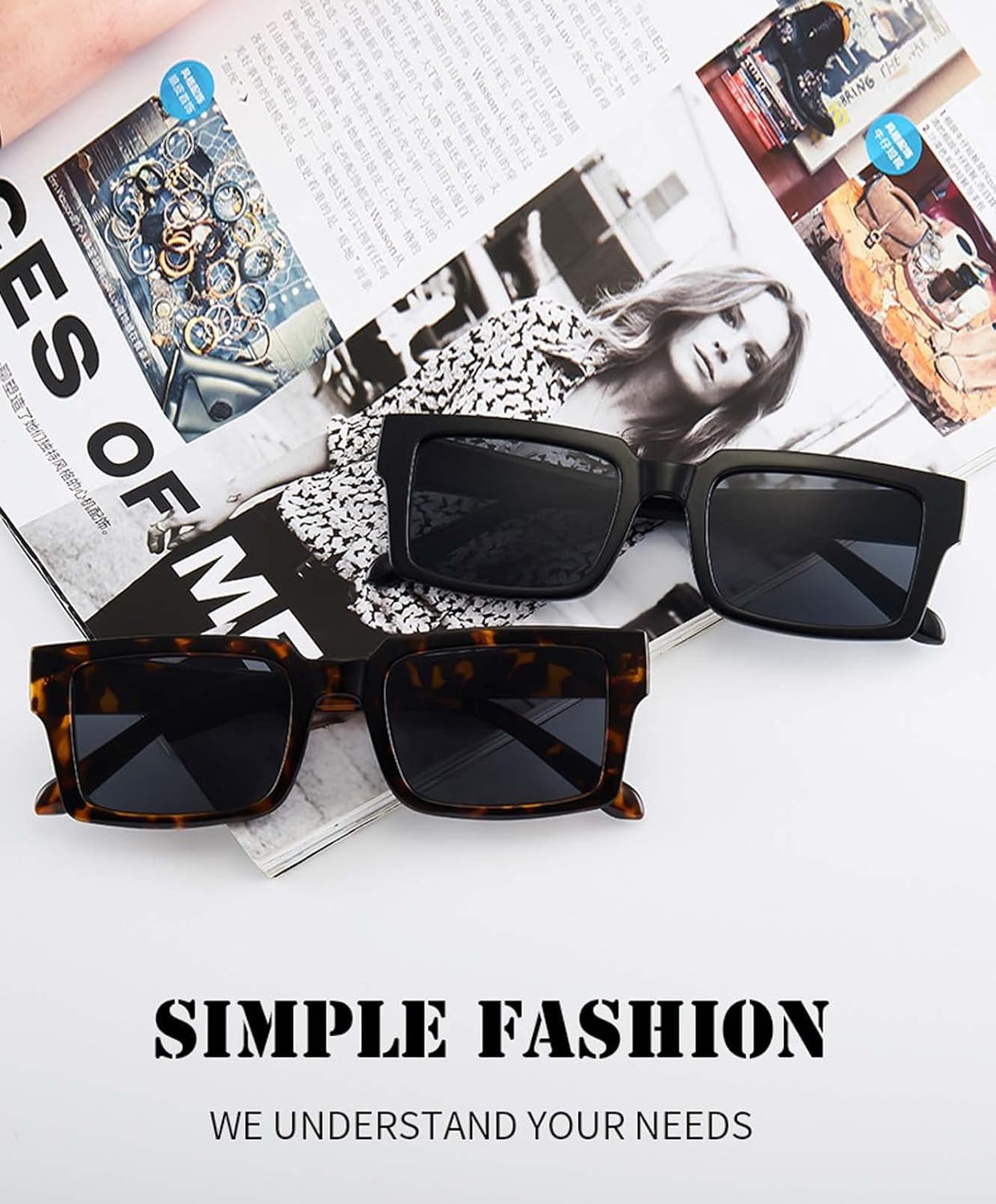2026 Internet Celebrities Square-Frame Sunglasses Men and For Women Holiday Decoration Sun-Shading Glasses