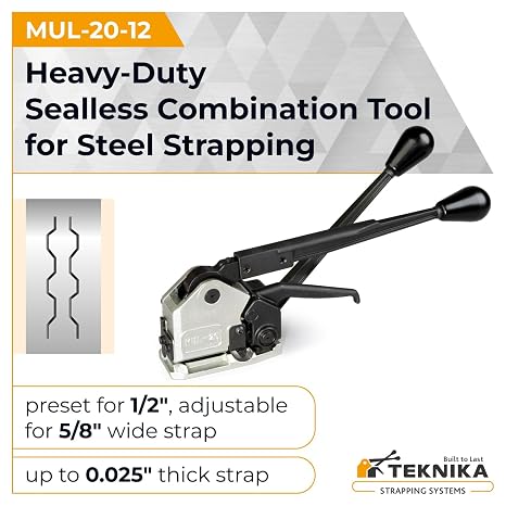IDL Packaging Teknika MUL-20-12 Heavy Duty Sealless Combination Tool for High Tensile Steel Strapping, 1/2 Strap Width