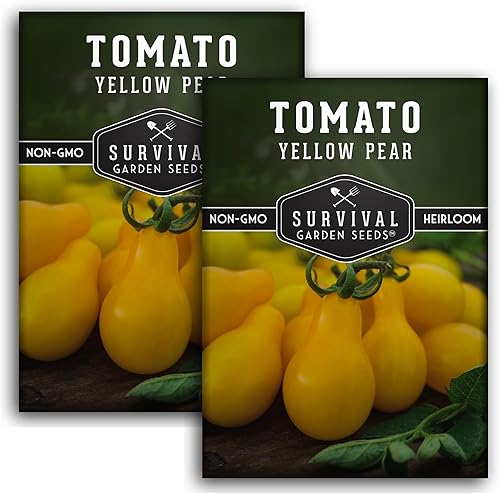 Paquete de 2 semillas de tomate de pera amarilla para plantar, paquete con instrucciones para cultivar tomates dorados en tu huerto casero, variedad