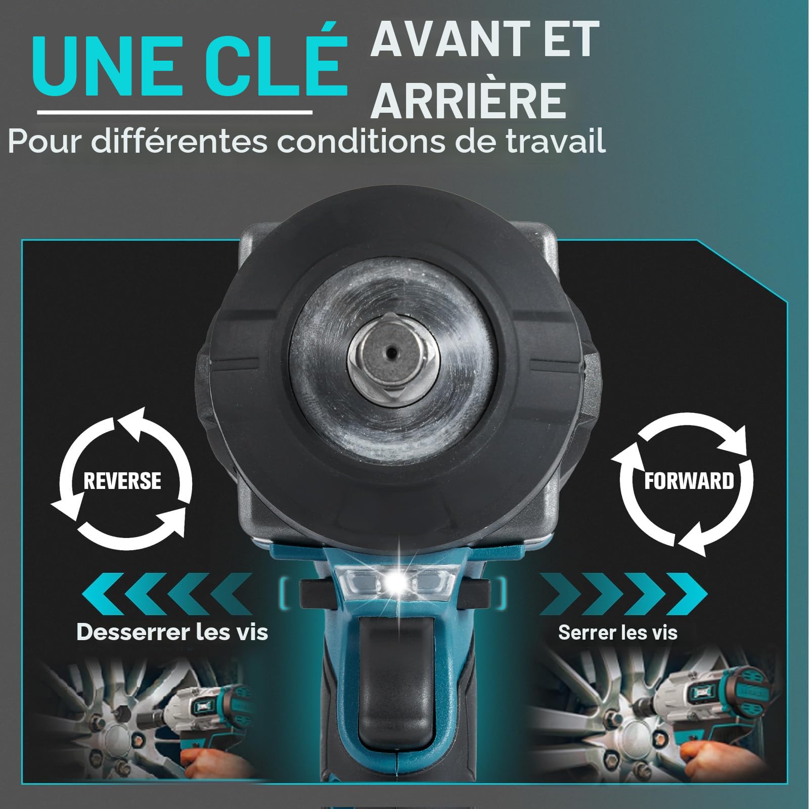 ONEVAN cle a choc sans fil 1700 N.m, 1/2" clé à choc sur batterie avec 2 batteries 4,0 Ah et 6 clés à douille (14/17/18/19/21/22mm), sans balais, boulonneuse a choc électrique pour projets intensifs