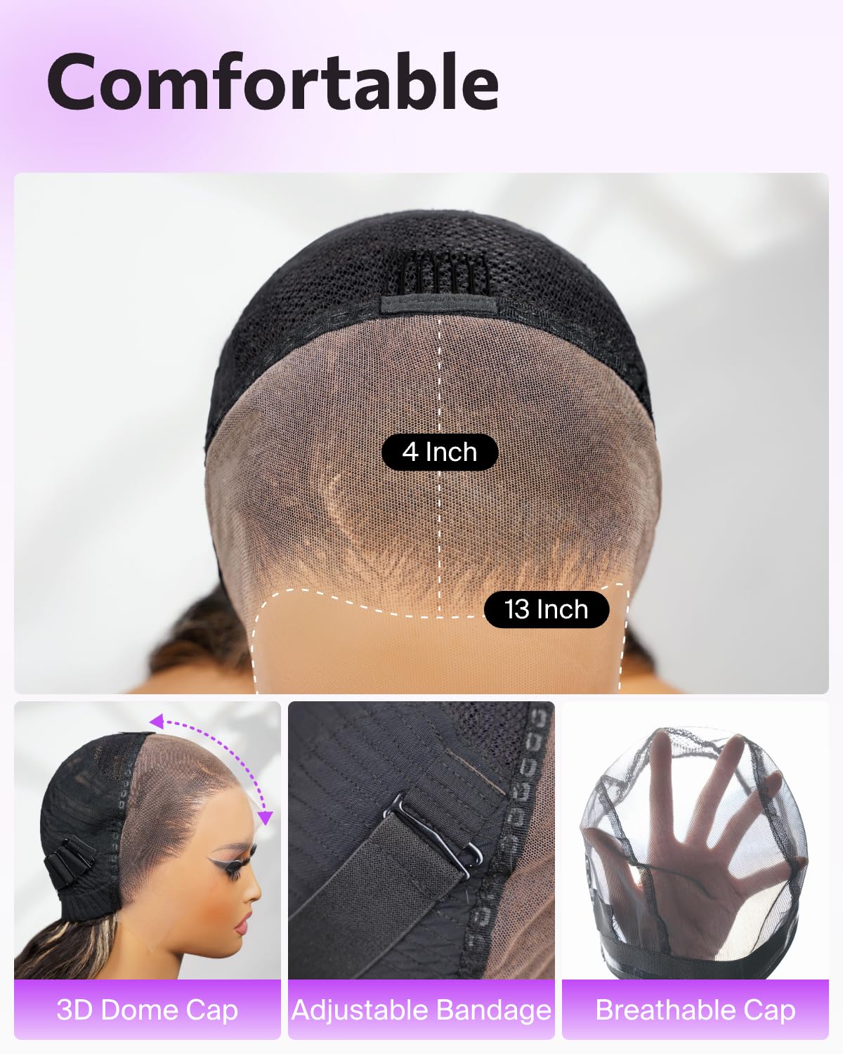 13x4 Ombre Highlight Wig Human Hair 200% Density HD Lace Front Body Wave Wig Pre Plucked Frontal Balayage Wig Pre Bleached Human Hair Wigs 18 Inch 1B/27