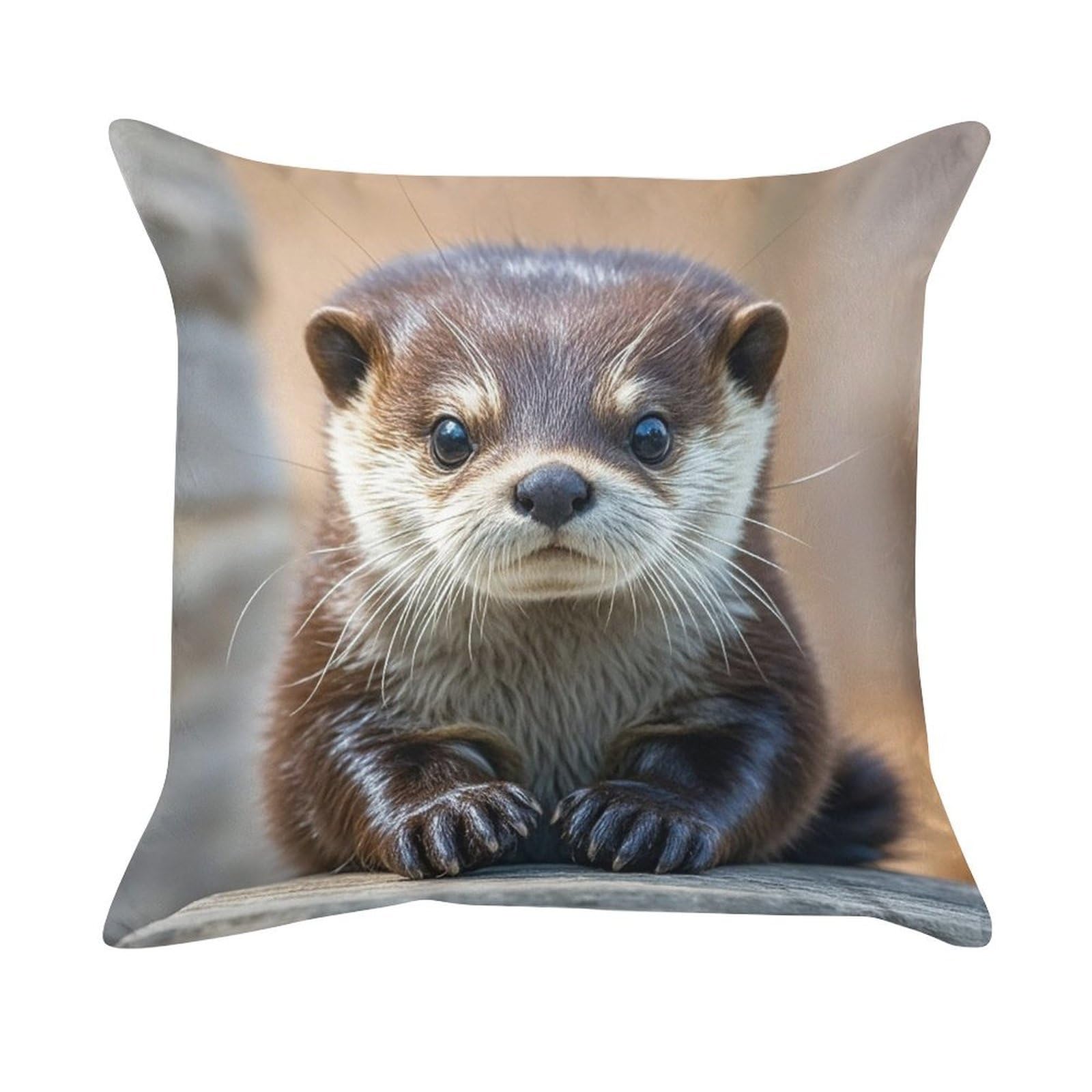 FekiLoot Cute Otter Pillow Covers Luxury Velvet Square Pillowcases Throw Pillows Case with Invisible Zipper Decorative Velvet Cushion Covers Ultra Soft Lumbar Pillow Shells