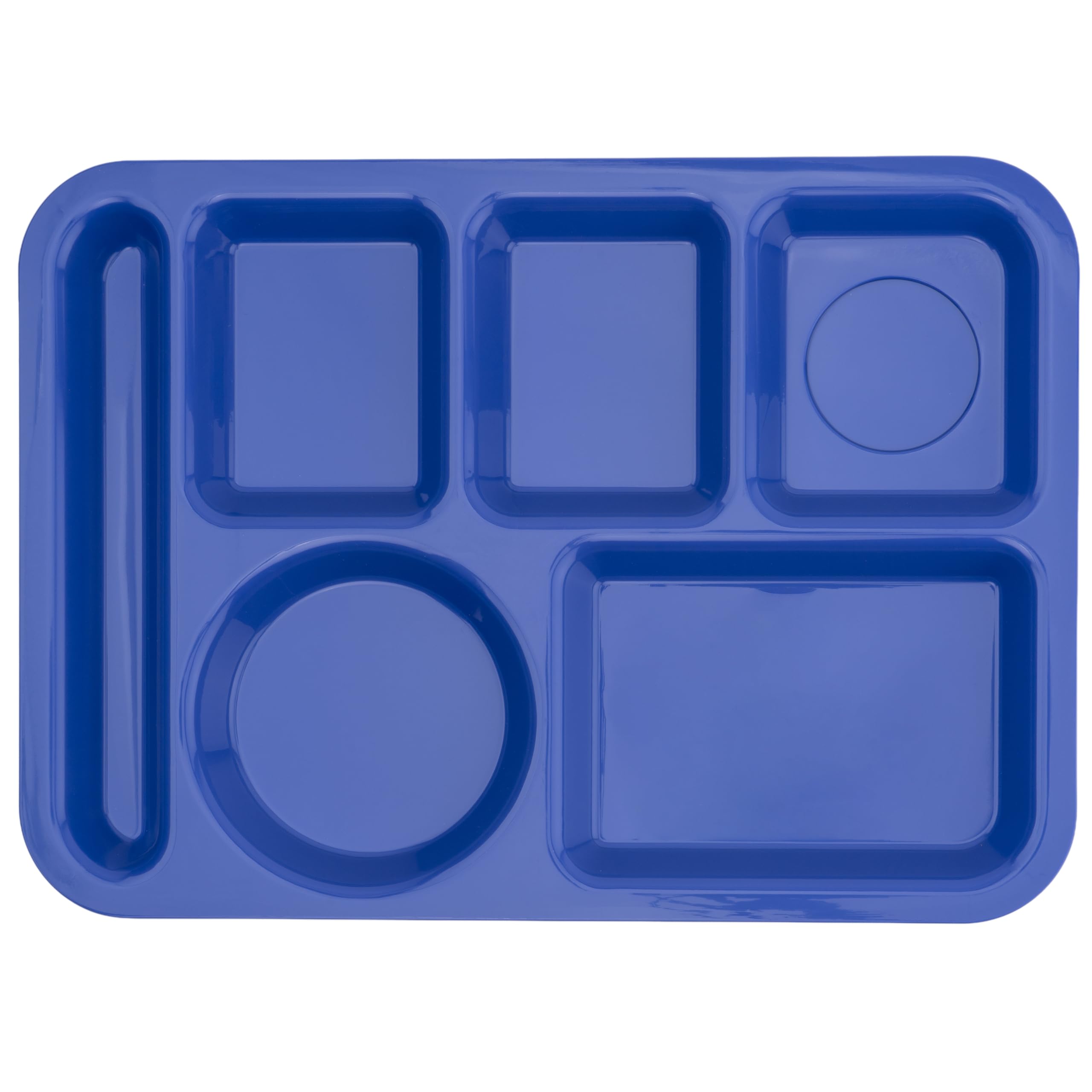 GET Plateau moderne en plastique bleu paon 4 compartiments pour école cafétéria, 25,4 x 35,6 cm