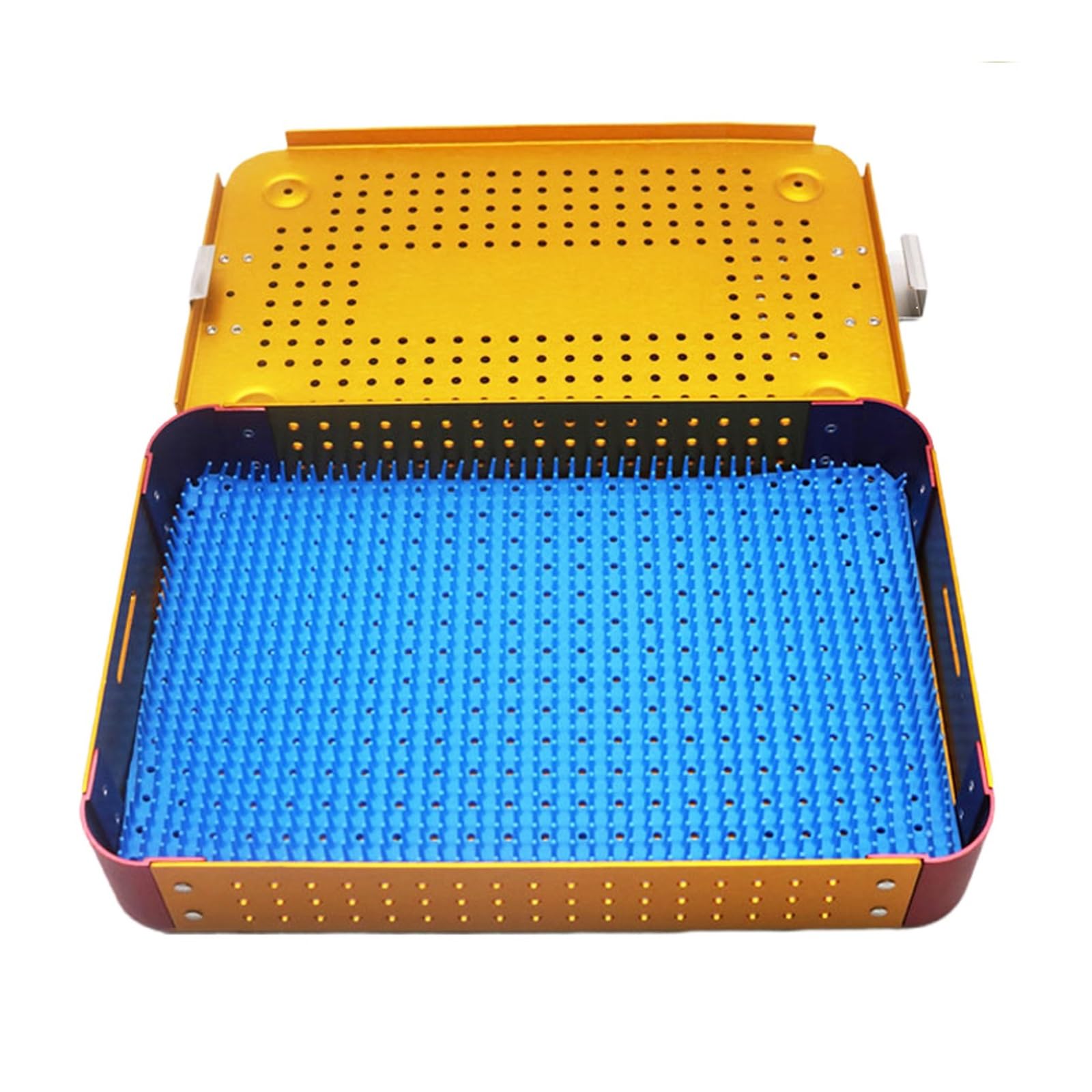 Cestello Operativo Per Apparecchiature Mediche Con Coperchio, Vassoio Chirurgico Con Cuscinetto In Silicone, Resistenza Alle Alte Temperature E Alle Alte Pressioni, Per Laboratorio(Yellow)