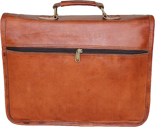 Miniatura 4 de Jaald Bolsa de mensajero grande de cuero genuino para portátil de hasta 14 pulgadas