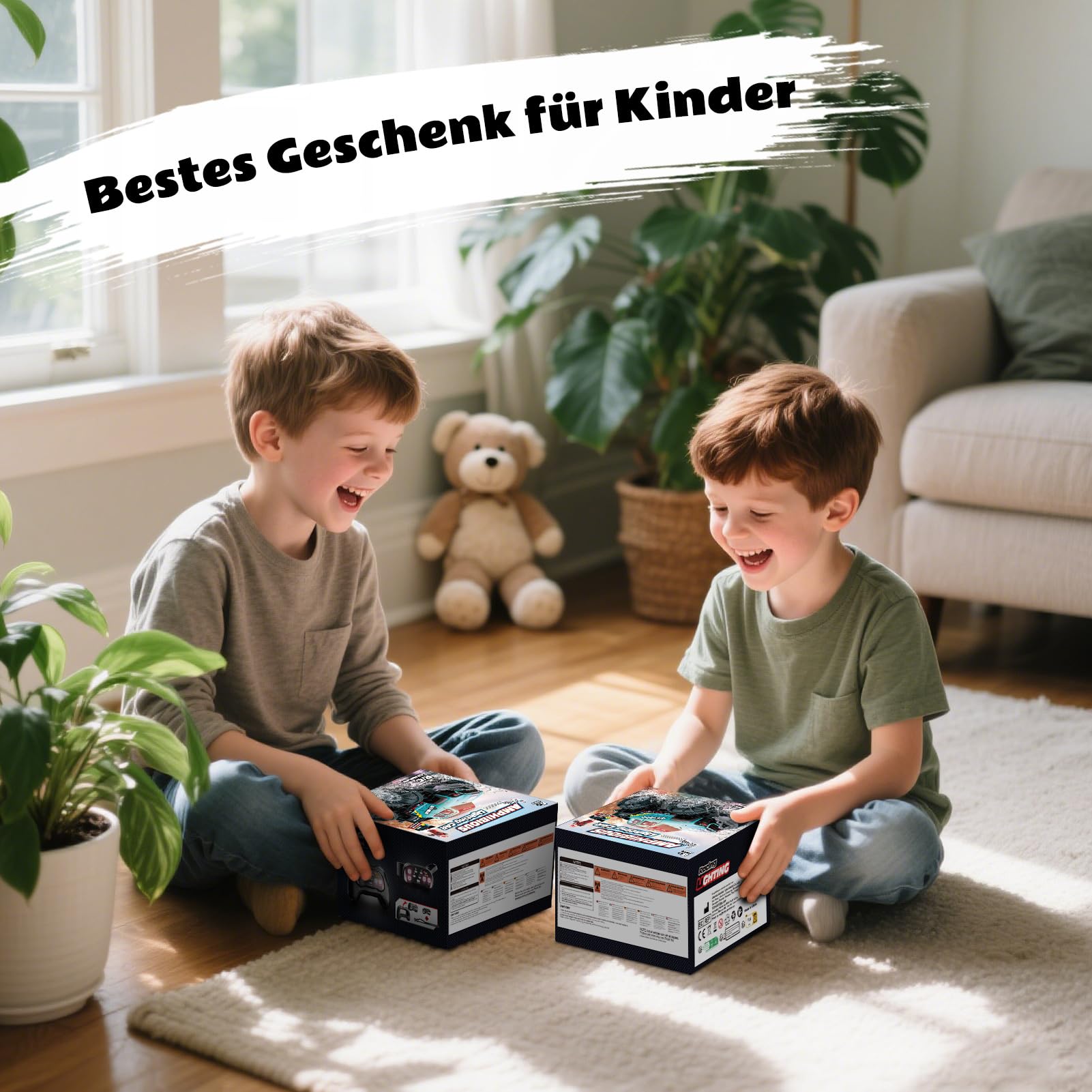 4WD Amphibisches Ferngesteuertes Auto,RC Auto wasserdicht mit Gestensensor,LED Licht & 2 Akkus,Geschenk für Jungen & Mädchen 4-12 Jahre,Spielzeugauto für Sand,Wasser & Gelände,Baustein-kompatibel