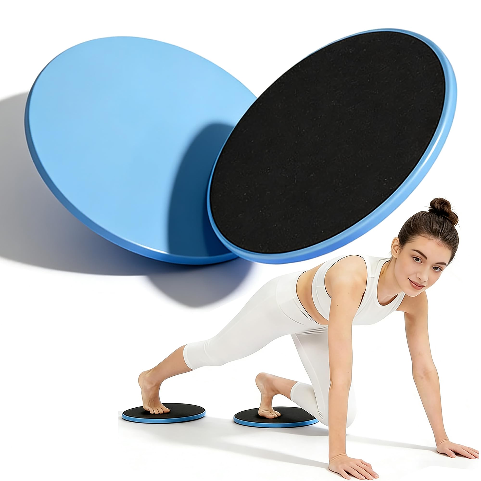 Laiyora Blue Dual Sided Core Sliders For Pilates & Fitness 2 Pack – Exercise Gliding Discs For Carpet & Hard Floors Portable Sliding Discs For Yoga Core Training Ab Workouts At Home Gym With Bag
