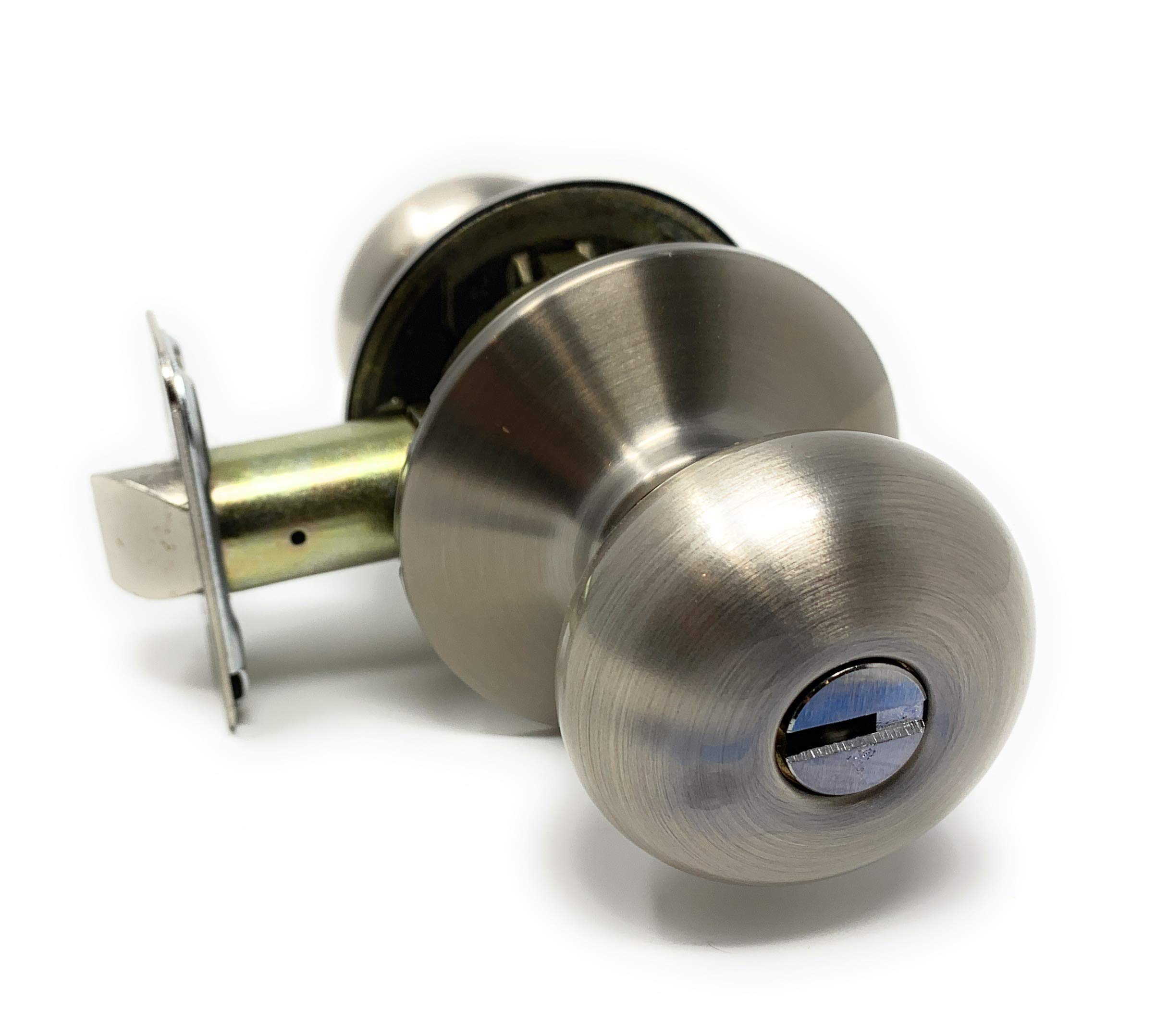 MUL-T-LOCK Interactive+ High Security Door Knob with 2 Keys. Adjustable 2-3/8" to 2-3/4" Backset. (1, Brushed Nickel)