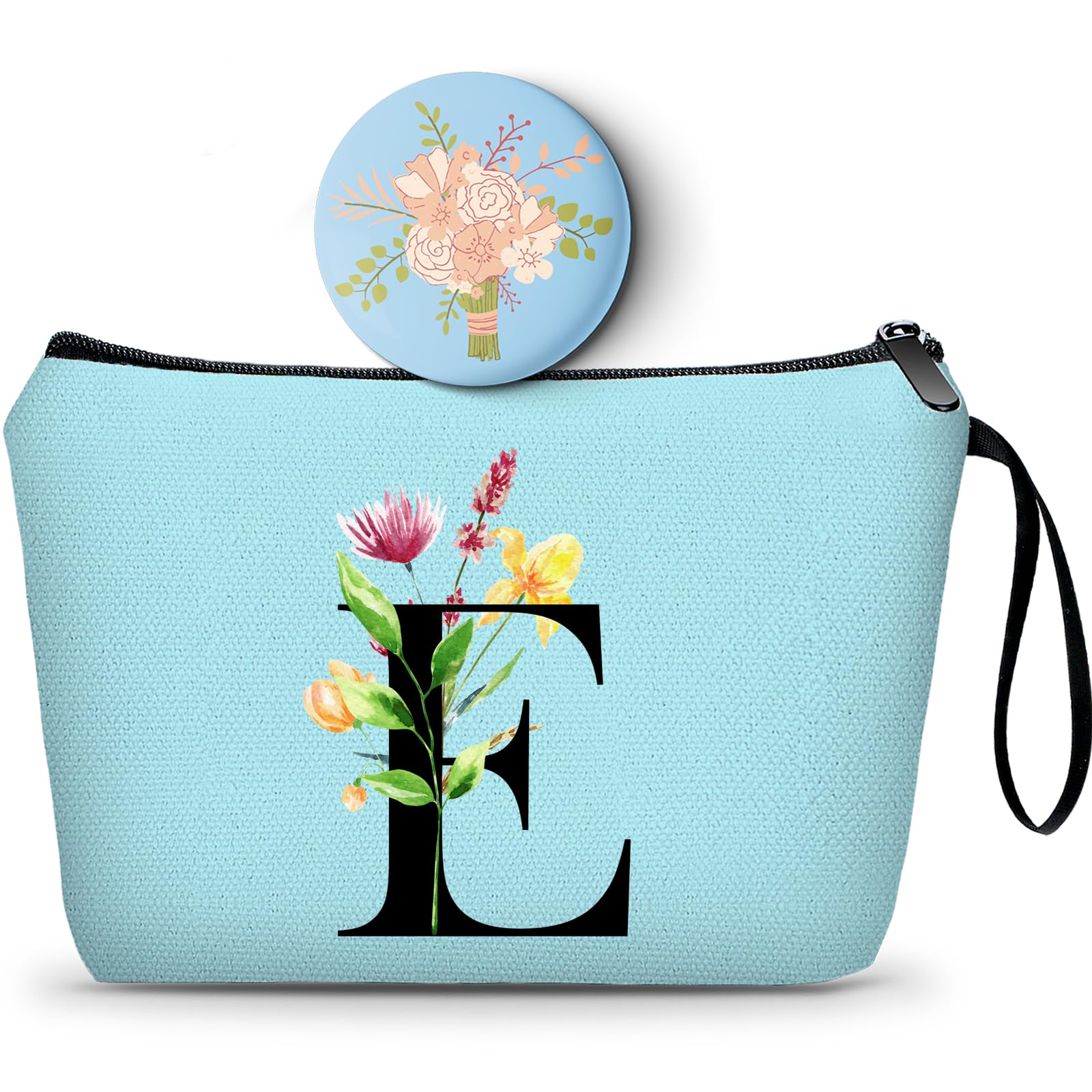 Women Birthday Unique Bride to be Bridal Shower Initial Gifts for Mom Sister Friend Her Teacher Aunt Makeup Cosmetic Bag with Mirror Mothers Day