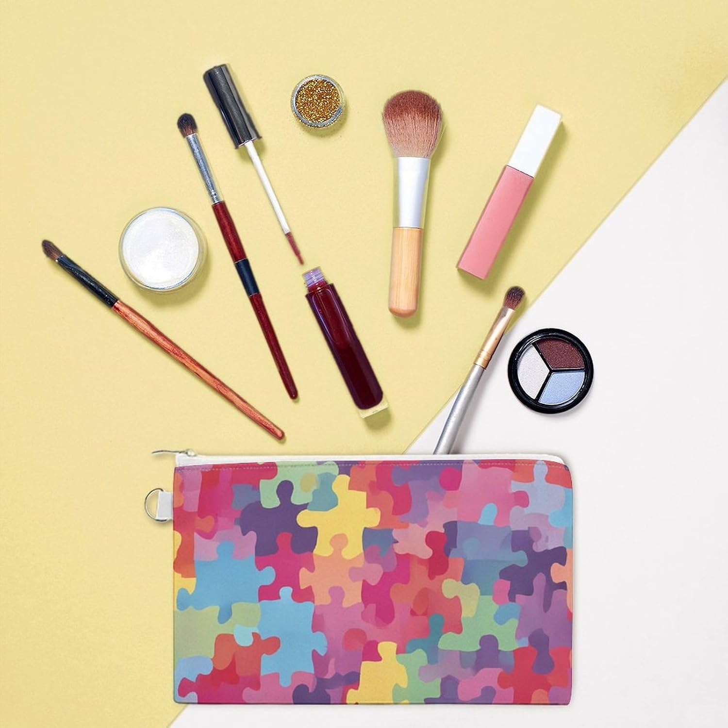Autism Awareness Fashion Coin Purse Change Makeup Bag Canvas Pouch 7.4 × 4.6 Inches