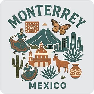 Monterrey Mexico Souvenir 4-Pack Acrylic Coaster – 4" Durable Drink Coaster Keepsake Gift