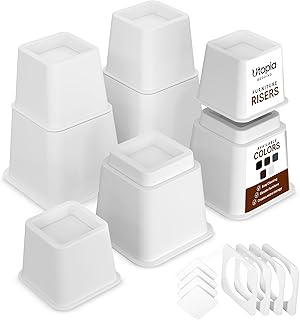 Utopia Bedding Premium Adjustable Furniture Risers - 5 To 9 Inch Bed Riser
