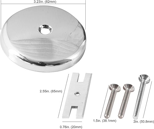 Miniatura 6 de Placa de desagüe de bañera de un solo orificio con tornillos a juego, fácil de instalar, cromado chapado