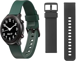 Doro Reloj inteligente para personas mayores, pantalla táctil completa, resistente al agua IP68 con rastreador de fitness, contador de pasos y monitor de salud (correas negras + verdes)