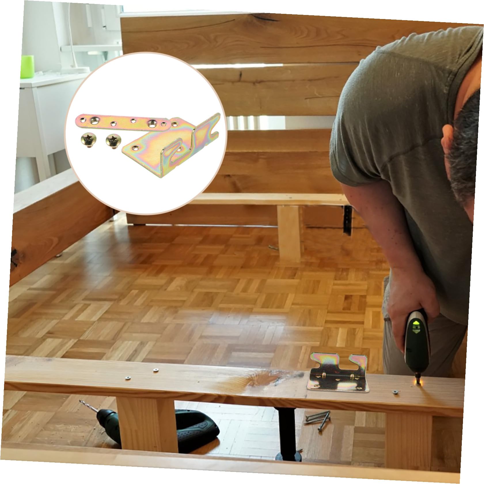 Sosoport Set 8 Staffe per Letto Invisibili in Metallo da 2,0 Mm Bulloni e Ganci per Sponde e Pediera Ferramenta per Fissaggio e Supporto Robusto per Telaio Letto Accessori per Mobili
