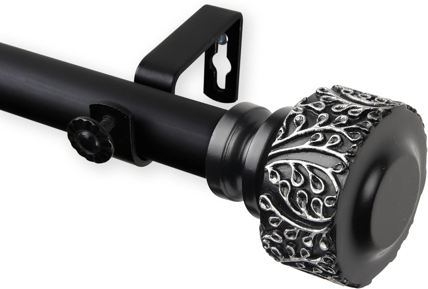 Rod Desyne Verdure 1" Single Curtain Rod, 66-120 inch, Black 66-120 inch Black