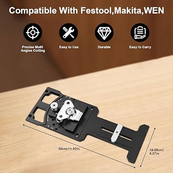 Adjustable Angle Track Saw Square with -60° to 60° Quick Positive Angle Stop Accessories, Guide Rail Square, 90 Degree Right Angle Rail Square Compatible with Fe-st-ool and Ma-ki-ta