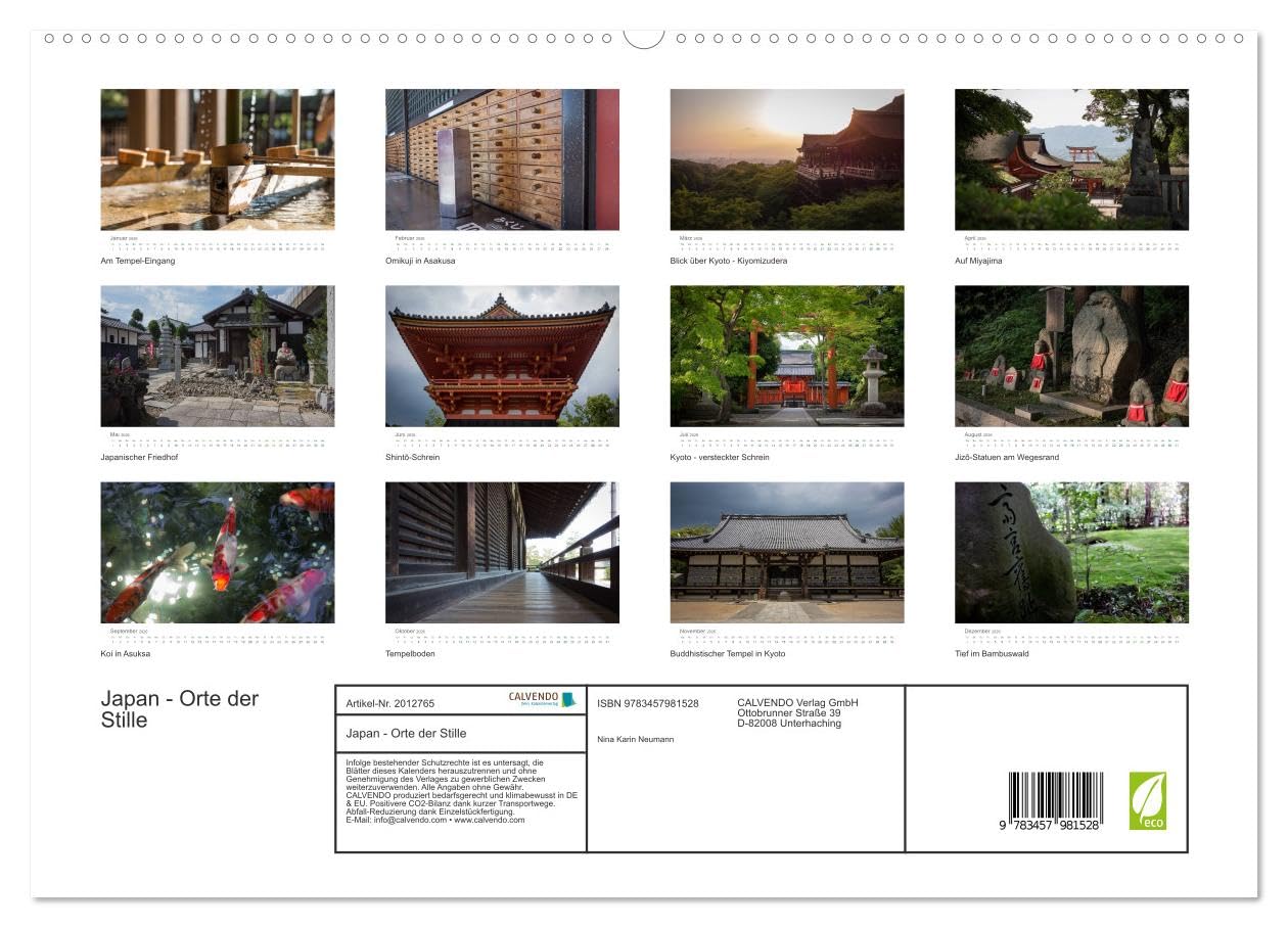 Japan - Orte der Stille (hochwertiger Premium Wandkalender 2026 DIN A2 quer), Kunstdruck in Hochglanz: Eine Reise zu besinnlichen Orten innerhalb Japans (CALVENDO Orte)