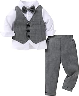 Toddler Boy Clothes Suit Gentleman Wedding Outfits Baby Formal Dress 4-Piece Set