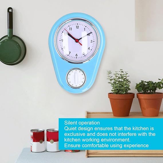 Luqeeg 9 inch Wall Clock Kitchen Timer, 60 Minute Visual Countdown Timer, Silent Operation, Easy to Read, Retro Kitchen Wall Clock, Visual Timer, Home Kitchen Timer for Home Kitchen