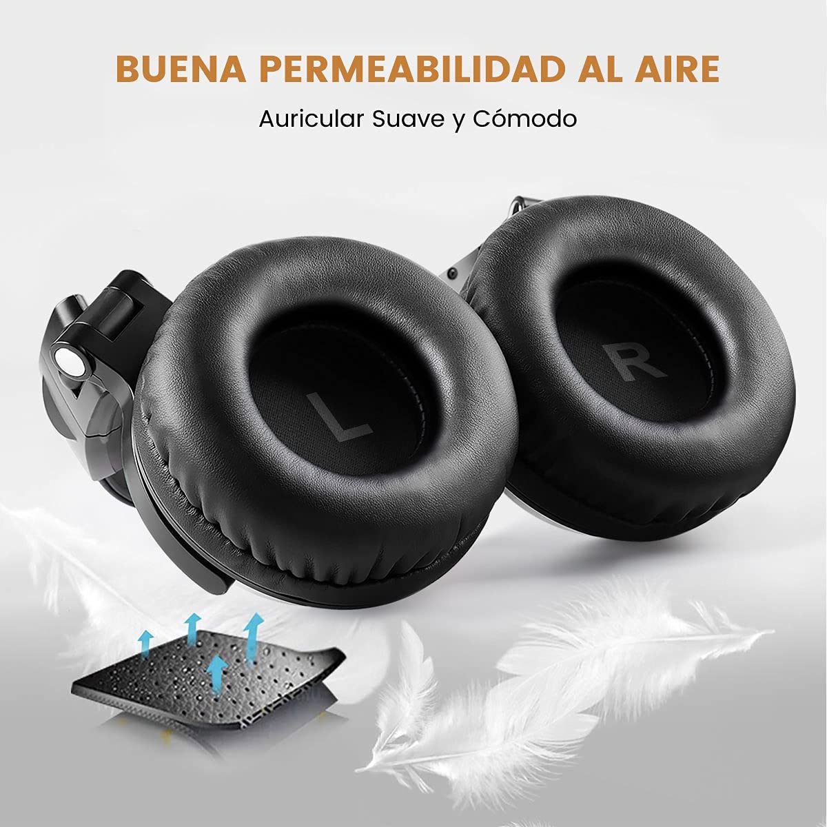 OneOdio Pro10 Auriculares DJ con Cable, Estéreo de Mezcla y Monitor de Estudio, 50mm Controladores, 3.5 y 6.35mm Conector de Audio para PC AMP Grabación de Teléfono Piano Guitarra, Negro