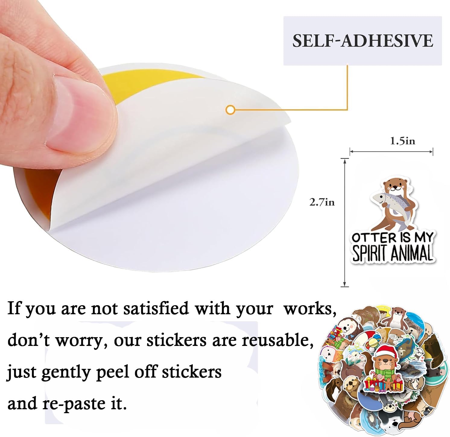 Otter Gifts for Women – Otter Lover Gift Set with Large Otter Tote Bag, Makeup Bag, 50 Waterproof Otter Stickers & Cute Otter Keychain – Birthday, Christmas, Friendship Gifts for Otter Lovers - Image 7