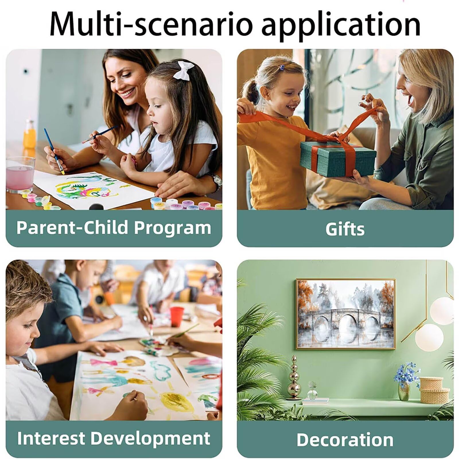 Pintar por Numeros Adultos Árbol, Pintar por Numeros Niños Kit Manualidades Adultos Puente Cuadros para Pintar por Numeros Pintura Acrílico, Cuadros Decorativos Regalos Para Mujer 80X160cm 7w-6-5