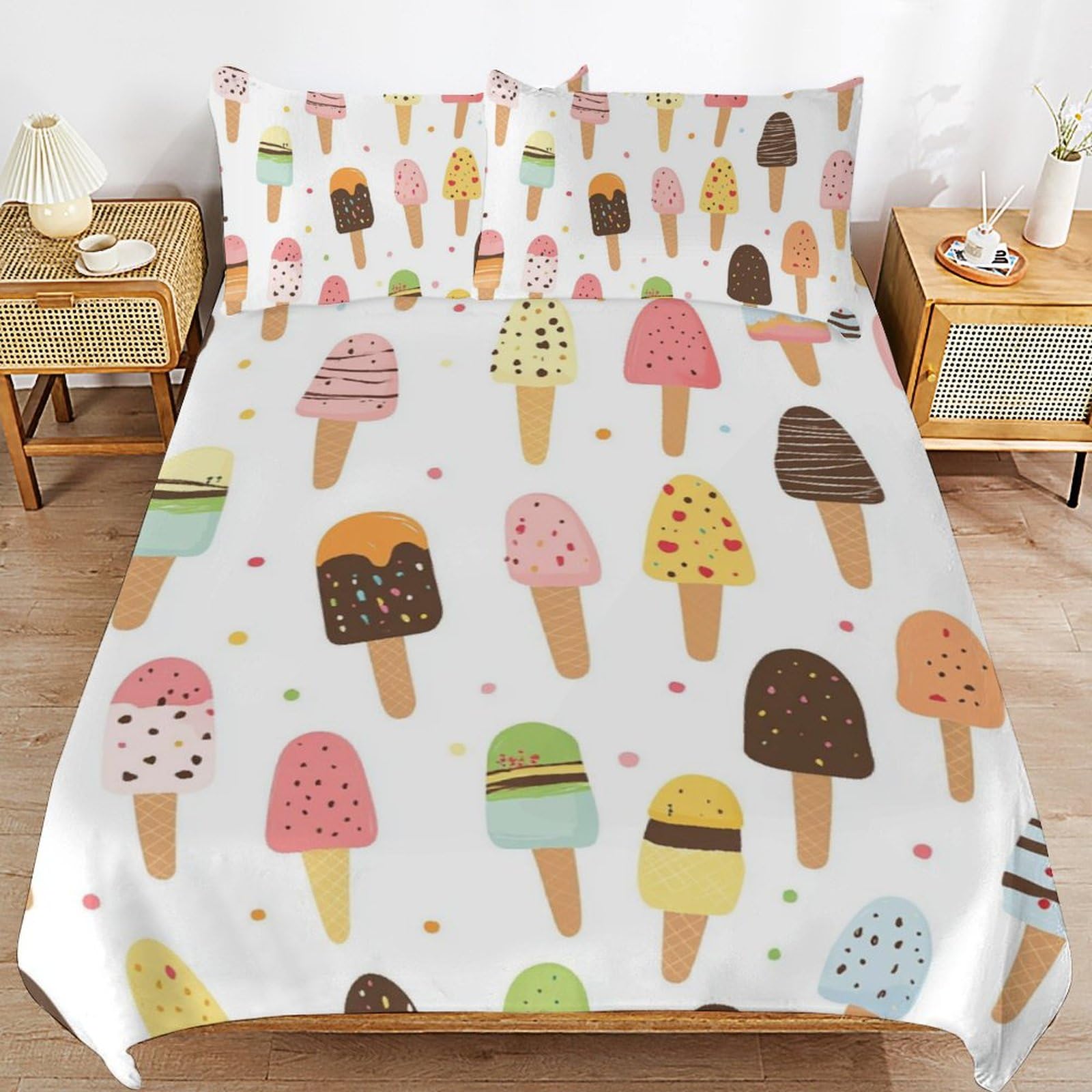 Housse de couette pour adolescent Eiscremess parure déco chambre fille et garçon