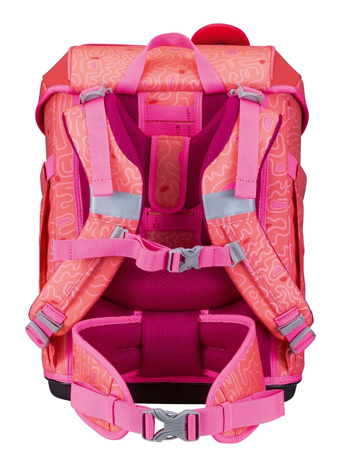 DerDieDas Mochila Escolar ErgoFlex Tiny Superflash Set 6 -Piezas Coral Reef salmón