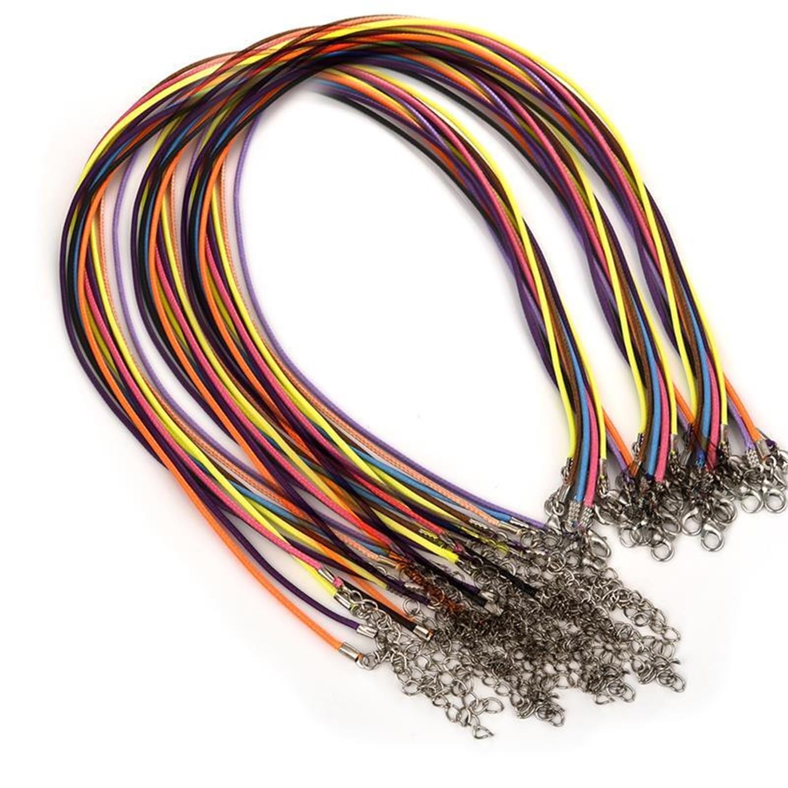 50Pcs/lot 1.5/2mm Leather Cord Necklace With Lobster Clasp Wax Rope Chain For DIY Necklaces Pendant Jewelry Findings(Color 45CM,1.5mm)
