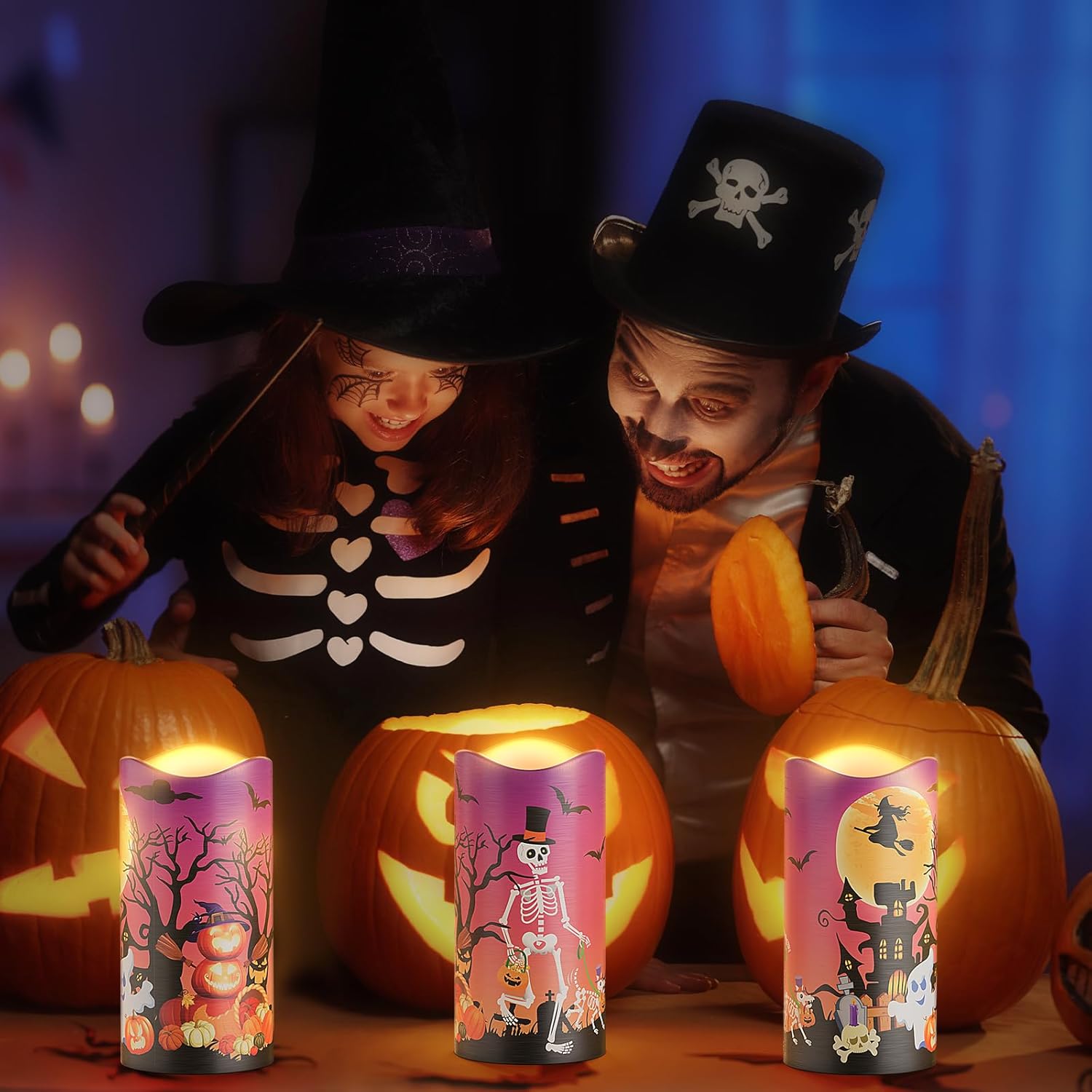 Flameless Candles for Halloween, Orange, WYD-10-1